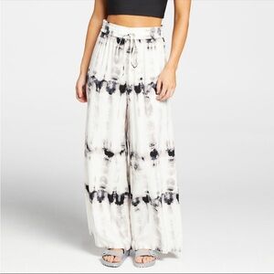 NWT! CALIA Black White Batik Tie Dye Wide Leg Pants S Swim Cover Up
